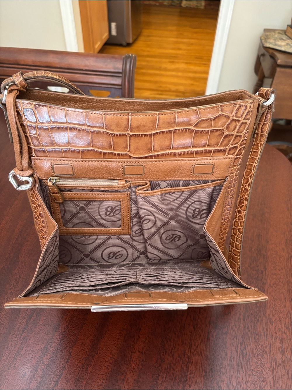 Brighton Mingle Sage Mock Croco Nutmeg Organizer Shoulder/Crossbody Bag MSRP$350 - Picture 7 of 13